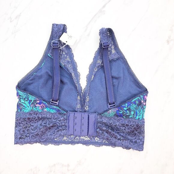 Soma Bralette Lace Plunge Bra Amazon Palm Blue Size XS Extra Small - Picture 2 of 5